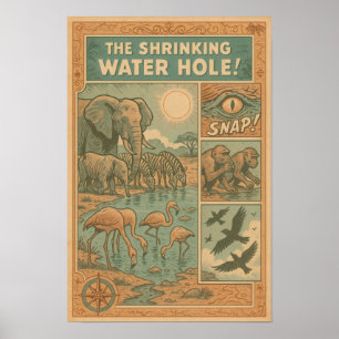 Shrinking Water Hole Survival Comic Poster
