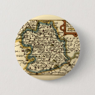 Shropshire County England Old Antiquarian Map 6 Cm Round Badge