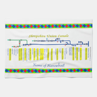 Shropshire Union Canal Route UK Waterways Yellow Tea Towel