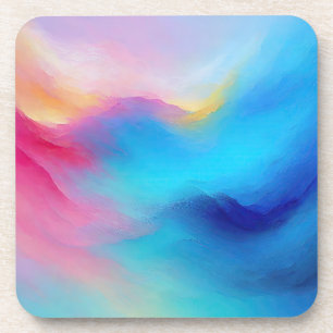 “Shroudglen” Pink and Blue Landscape Seascape. Coaster