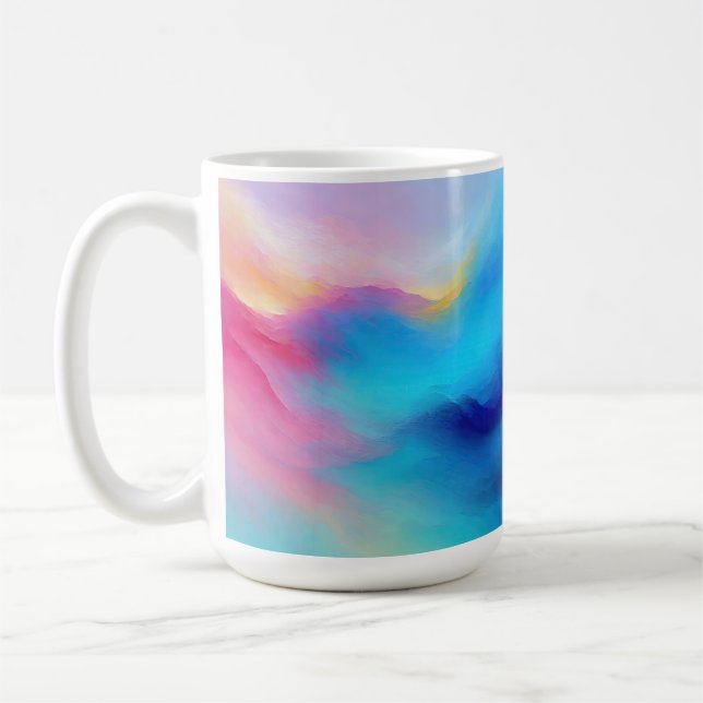 “Shroudglen” Pink and Blue Landscape Seascape.  Coffee Mug (Left)