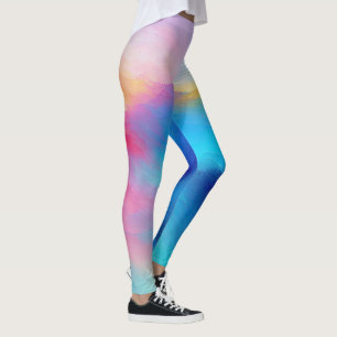 “Shroudglen” Pink and Blue Landscape Seascape.  Leggings