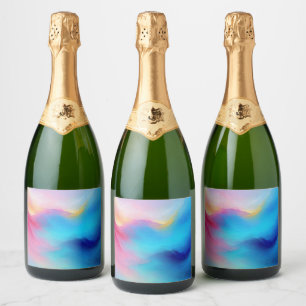 “Shroudglen” Pink and Blue Landscape Seascape.  Sparkling Wine Label