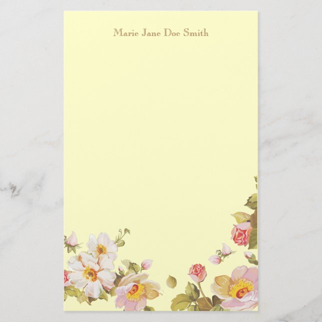 Shrub Roses Personalised Stationery (Front)