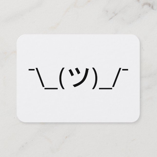 Shrug Emoticon ¯\_(ツ)_/¯ Japanese Kaomoji Business Card (Back)
