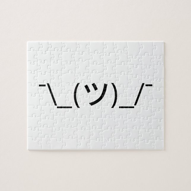 Shrug Emoticon ¯\_(ツ)_/¯ Japanese Kaomoji Jigsaw Puzzle (Horizontal)