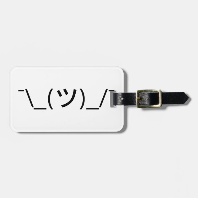 Shrug Emoticon ¯\_(ツ)_/¯ Japanese Kaomoji Luggage Tag (Front Horizontal)