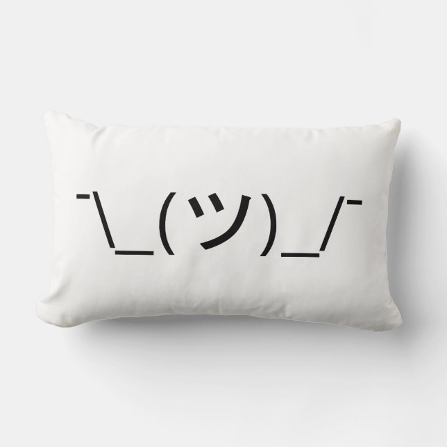 Shrug Emoticon ¯\_(ツ)_/¯ Japanese Kaomoji Lumbar Cushion (Front)