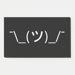 Shrug Emoticon ¯\_(ツ)_/¯ Japanese Kaomoji Post-it Notes