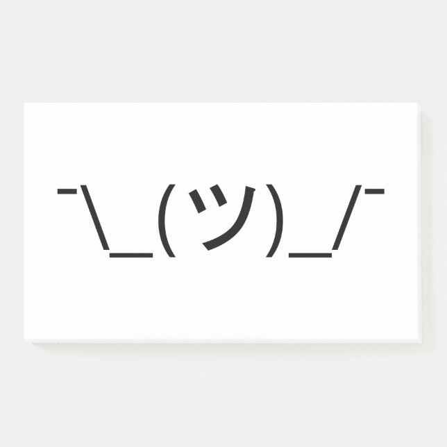 Shrug Emoticon ¯\_(ツ)_/¯ Japanese Kaomoji Post-it Notes (Front)