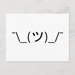 Shrug Emoticon ¯\_(ツ)_/¯ Japanese Kaomoji Postcard
