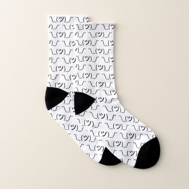 Shrug Emoticon ¯\_(ツ)_/¯ Japanese Kaomoji Socks (Pair)