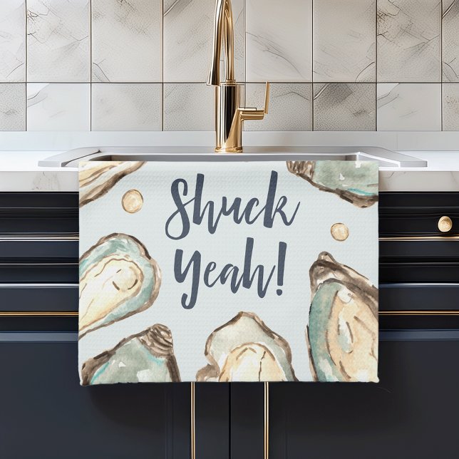 Shuck Yeah | Watercolor Pearl Oyster Tea Towel (Creator Uploaded)