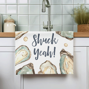 Shuck Yeah   Watercolor Pearl Oyster Tea Towel