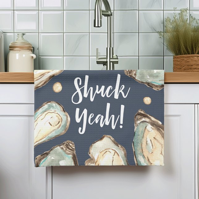 Shuck Yeah | Watercolor Pearl Oyster Tea Towel (Creator Uploaded)