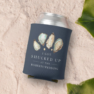 Shucked Up Coastal Oyster Wedding Favor Can Cooler