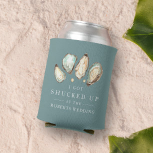 Shucked Up Coastal Oyster Wedding Favour Can Cooler
