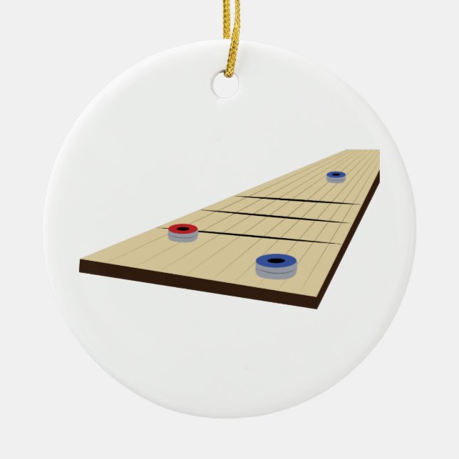 Shuffle Board Ceramic Tree Decoration (Front)