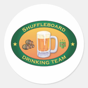 Shuffleboard Drinking Team Classic Round Sticker