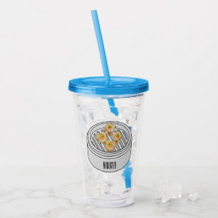 Shumai dim sum cartoon illustration acrylic tumbler