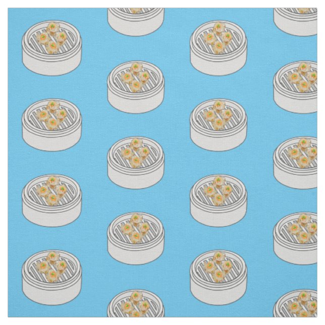 Shumai dim sum cartoon illustration fabric (Swatch)