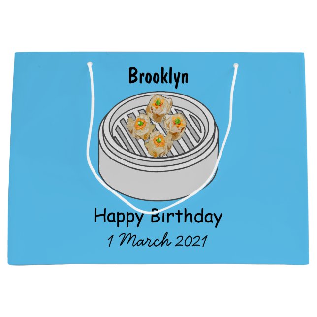 Shumai dim sum cartoon illustration large gift bag (Front)