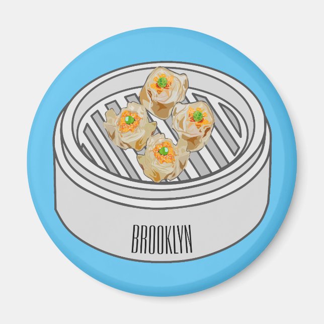 Shumai dim sum cartoon illustration magnet (Front)