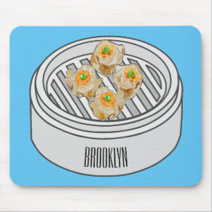 Shumai dim sum cartoon illustration mouse pad