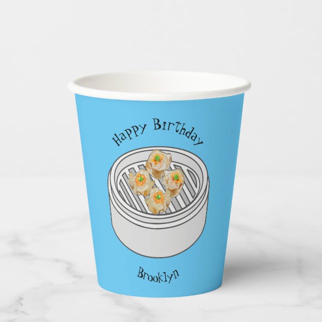 Shumai dim sum cartoon illustration paper cups (Front)