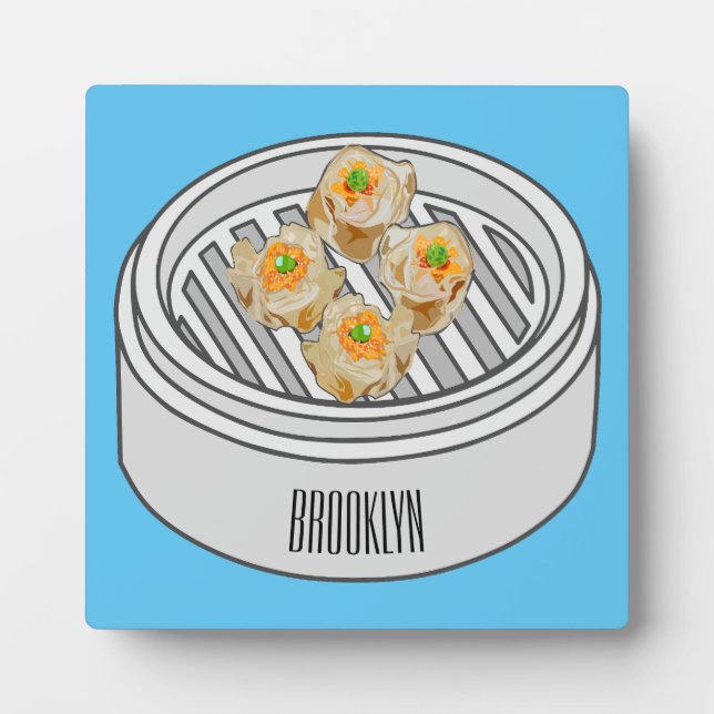 Shumai dim sum cartoon illustration plaque (Front)