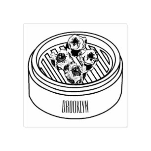 Shumai dim sum cartoon illustration rubber stamp