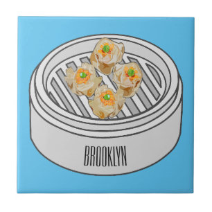 Shumai dim sum cartoon illustration tile