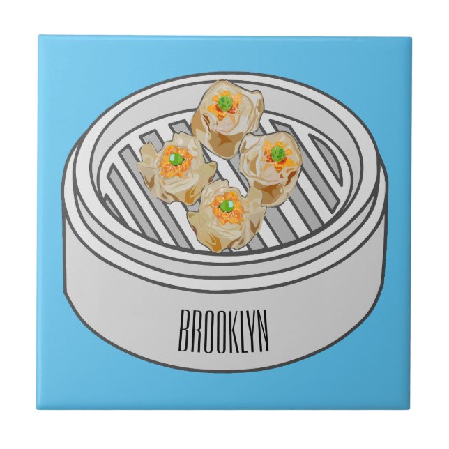 Shumai dim sum cartoon illustration tile (Front)