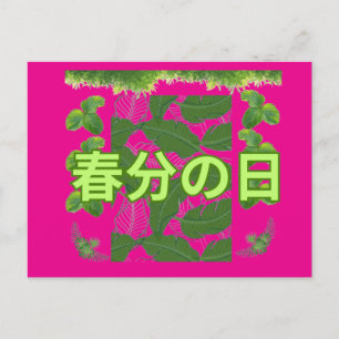 Shunbun no hi hot pink postcard