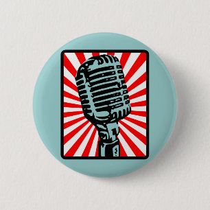 Shure 55S Vintage Microphone 6 Cm Round Badge