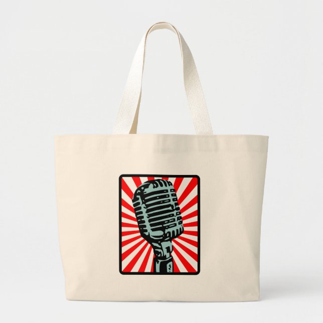 Shure 55S Vintage Microphone Large Tote Bag (Front)