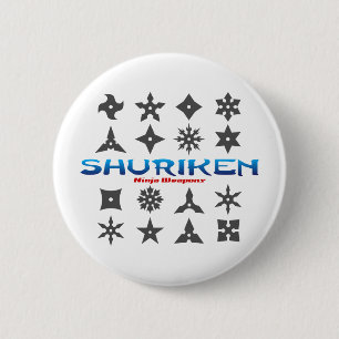 Shuriken Ninja Weapons 6 Cm Round Badge