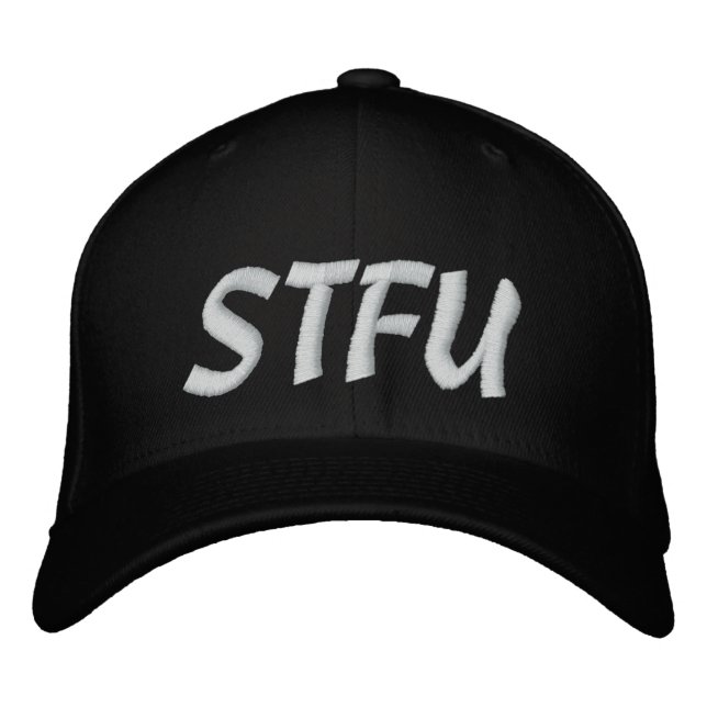 Shut the F*ck Up 1337 Baseball hat White on White (Front)