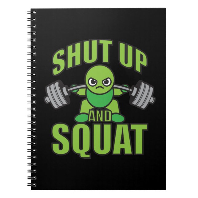 Shut Up And Squat Kawaii Anime Powerlifter Cartoon Notebook (Front)