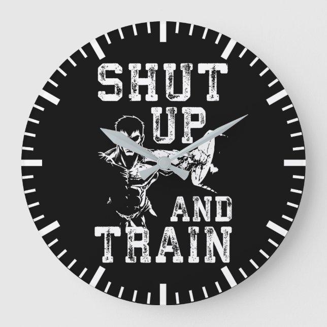 Shut Up And Train - Anime Bodybuilding Gym Workout Large Clock (Front)