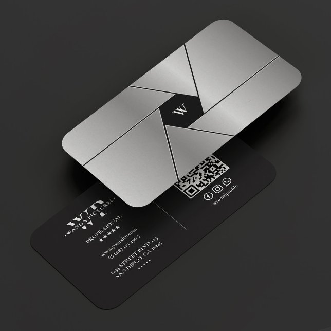Shutter Lens Camera Elegant Black Silver Monogram Business Card (Shutter Lens Camera Elegant Black Silver Monogram Business Card
)