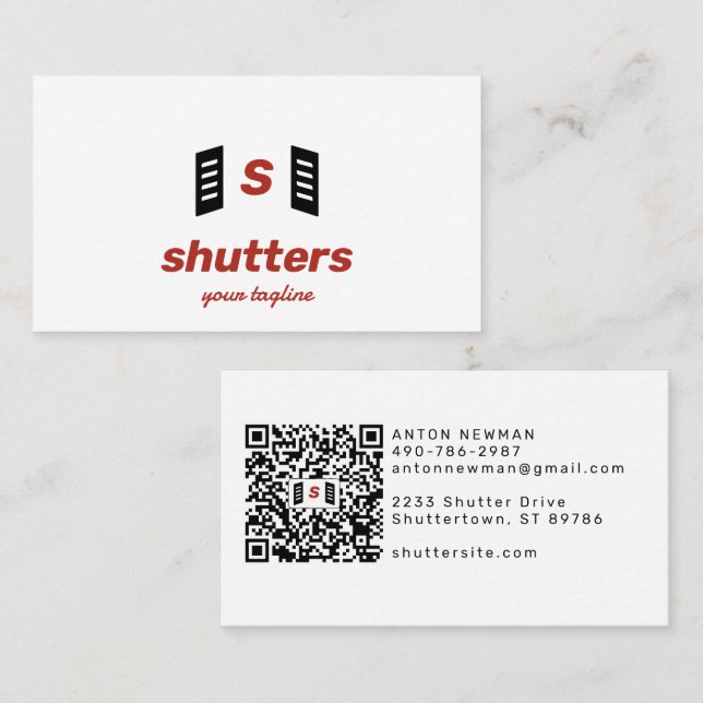 Shutters Monogram Logo Home Design & Construction Business Card (Front/Back)