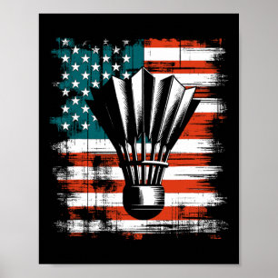 Shuttle American Flag - Patriotic Usa Badminton Lo Poster