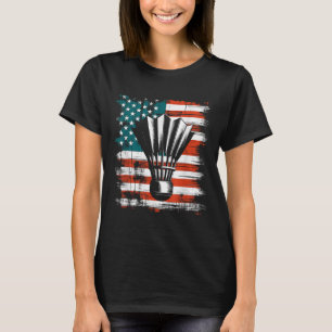 Shuttle American Flag - Patriotic Usa Badminton Lo T-Shirt