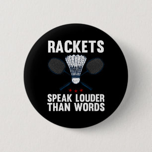 Shuttle Badminton Player 4  6 Cm Round Badge