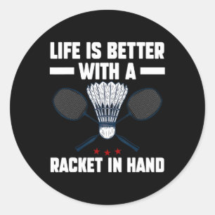 Shuttle Badminton Player 5 Classic Round Sticker