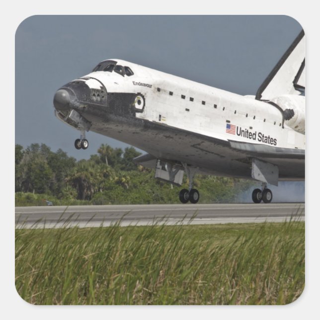 Shuttle Endeavour landing Kennedy Space Centre Square Sticker (Front)