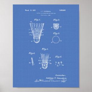 Shuttle For Badminton 1927 Patent Art Blueprint Poster