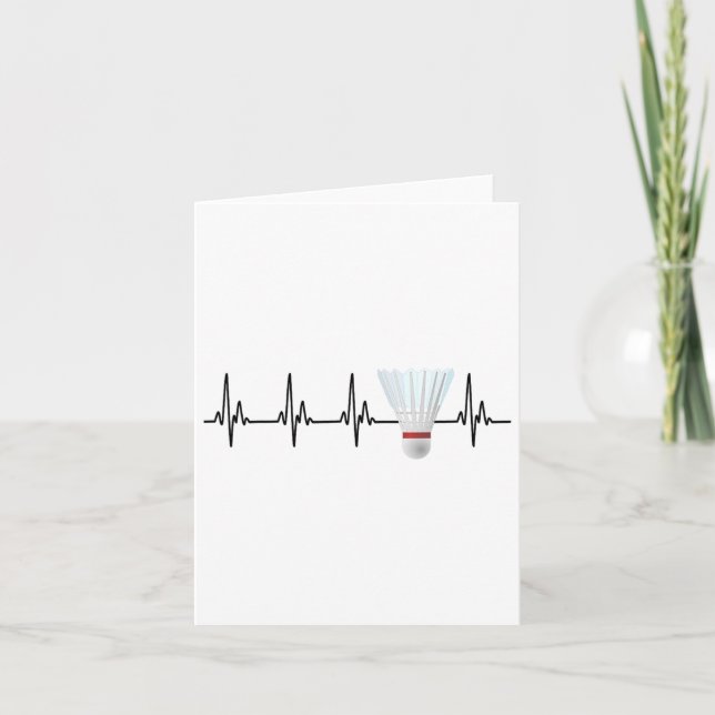 Shuttle Heartbeat Funny Badminton Player  Card (Front)