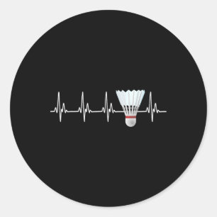 Shuttle Heartbeat Funny Badminton Player Classic Round Sticker